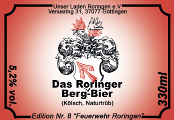 Etikett Edition Nr. 8 „Feuerwehr Roringen“, Kölsch, 5,2 % vol.
