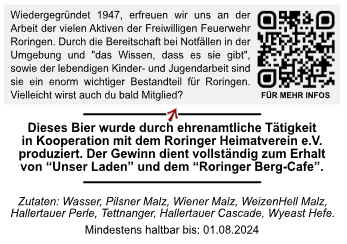 Rückseiten-Etikett Edition Nr. 8 zur Freiwilligen Feuerwehr Roringen