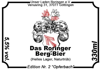 Etikett Edition Nr. 2 „Opferbach“, Helles Lager, 5,5 % vol.