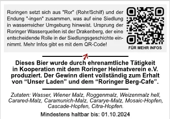 Rückseiten-Etikett Edition Nr. 7 zur Herkunft des Namens Roringen