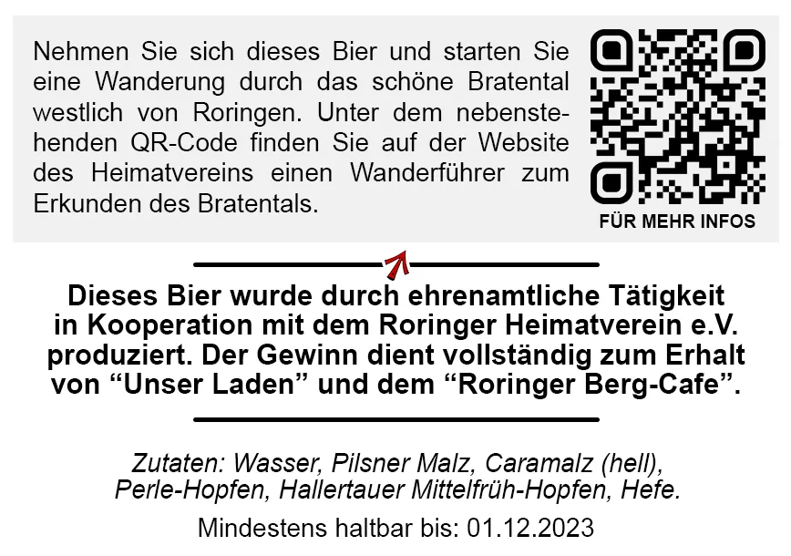 Rückseiten-Etikett Edition Nr. 3 mit Hinweis auf den Wanderführer durchs Bratental