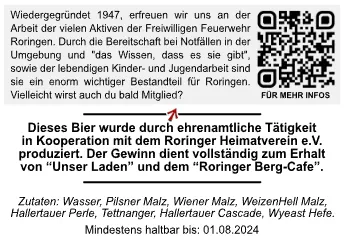 Rückseiten-Etikett Edition Nr. 8 zur Freiwilligen Feuerwehr Roringen