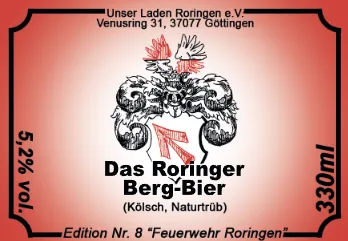 Etikett Edition Nr. 8 „Feuerwehr Roringen“, Kölsch, 5,2 % vol.