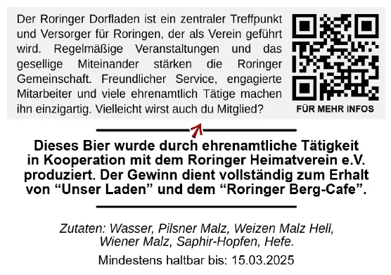 Rückseiten-Etikett Edition Nr. 9 zum Roringer Dorfladen