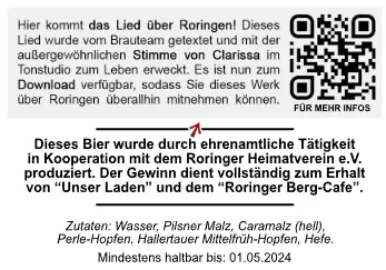 Rückseiten-Etikett Edition Nr. 6 zum Lied über Roringen